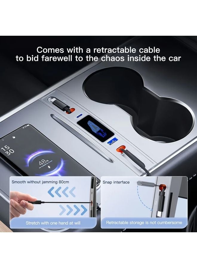 Tesla Model 3 Y 2021 2024 Sliding Center Console Cover With USB Fast Charger Silvery - Image 4